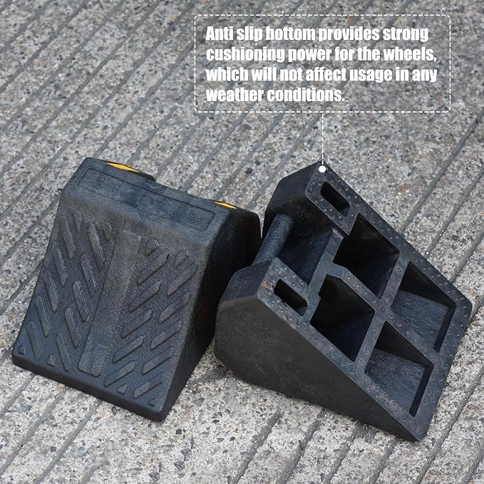 Heavy-Duty Rubber Wheel Chocks, Ergonomic Portable Durable Wheel Chock with Handle, Wheel Wedge, Wheel Stopper for Cars, Motorcycles, Travel Trailers (Small - 8Pack)