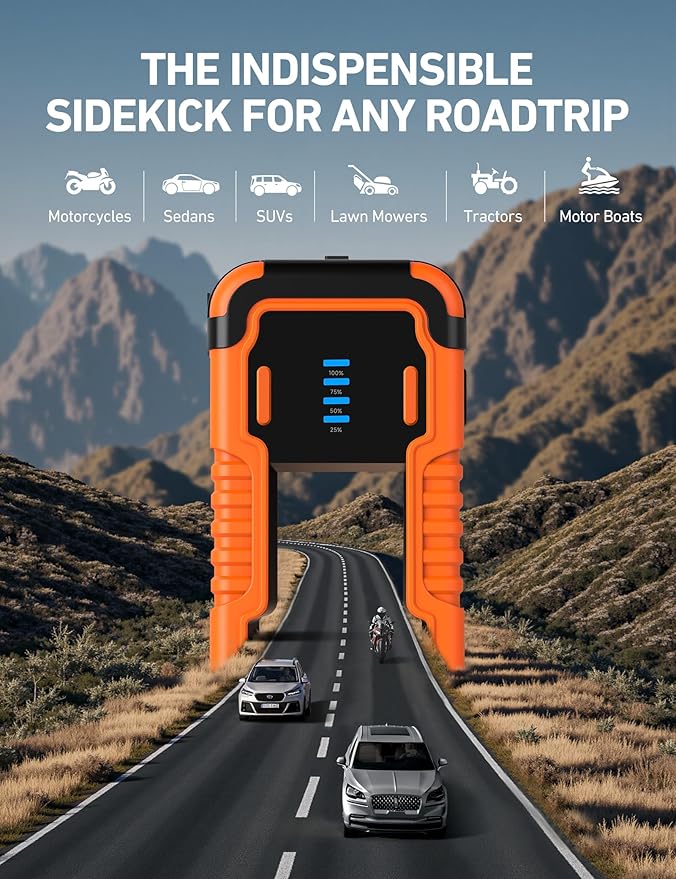 AstroAI P10 Car Battery Jump Starter, 5000A Portable Jump Starter Battery Pack for Up to 10L Gas & 8L Diesel Engines, 12V Lithium Jump Box, Auto Booster Pack with 3-Mode LED Lights & Jumper Cable