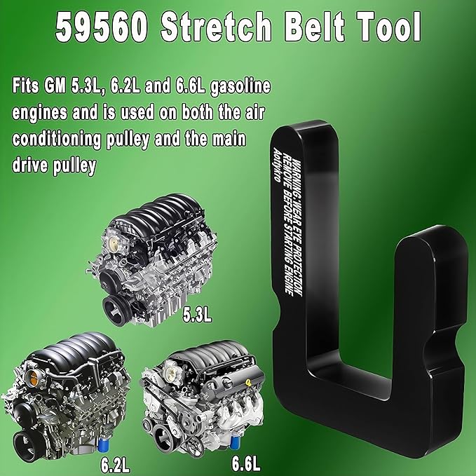 59560 Stretch Belt Tool for GM 5.3.L, 6.2L & 6.6L Gas Engines, Suitable for Main Drive Pulleys,A/C Pulley,Double Sided Design (2PCS)