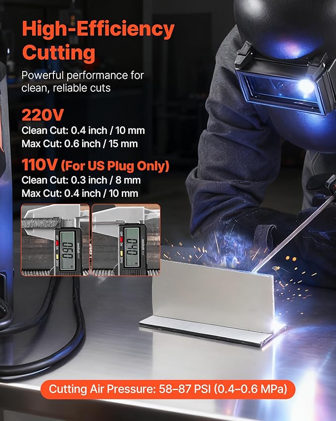 VEVOR 5-in-1 Plasma Cutter Welder Combo - CUT/TIG/Gas MIG/Flux MIG/MMA, 50A Non-Contact Plasma Cutting Machine & 200A Synergic Welder, 110V/220V Aluminum Pulse Mig Welder Compatible with Spool Gun