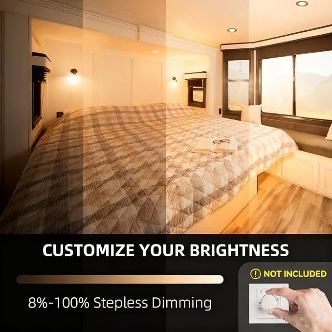 RV Puck Light, RV Recessed Ceiling Light, 12V RV Lights Interior, Ultra-Thin RV Light Fixtures, High Brightness Camper Interior Light for RV Motorhome Boat