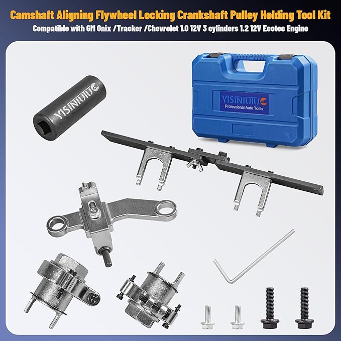 Camshaft Aligning Flywheel Locking Crankshaft Pulley Holding Tool Compatible with GM Onix/Tracker/Chevrolet 1.0 12V 3 cylinders 1.2 12V Ecotec Engine Replace CR490 with 22mm Socket