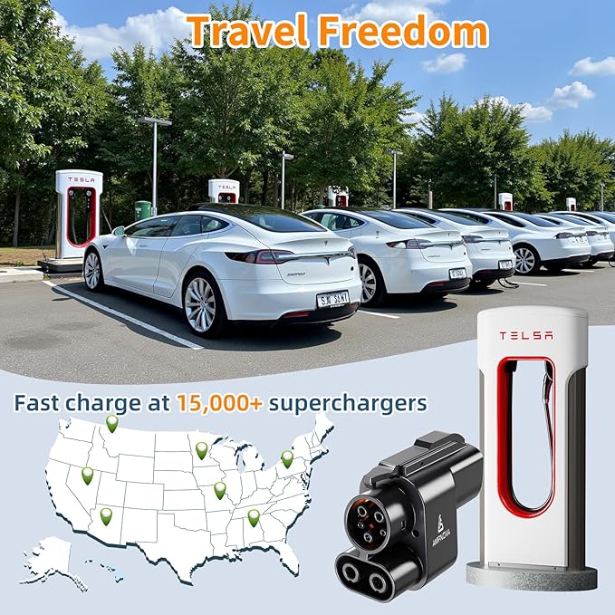 2025 Tesla Supercharger to CCS1 Adapter (Latest Version) - 1000V/500A Fast Charging | NACS to CCS Compatible with Select EVs, Compact & Portable Design