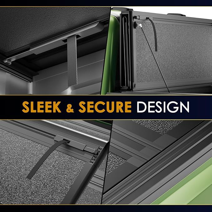 Low Profile Tonneau Cover Truck Bed for Ford F150 5.5 ft (67.1") 2015-2025, Fully Folded Vertical Clearance Hard Flip Fold Locking Drill-Free Install Waterproof Fiberglass Anti-Theft Security