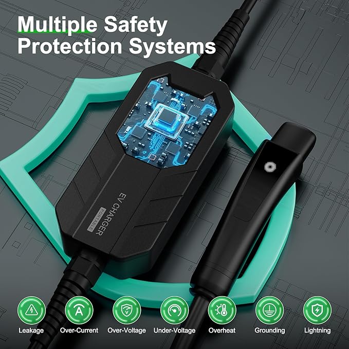 MEGEAR 16 Amps Level 1 Tesla Charger, NEMA 5-15 Plug, Portable Electric Car Charger with a 23 Ft Cable, Compatible with Tesla Models X/Y/3/S and Cybertruck