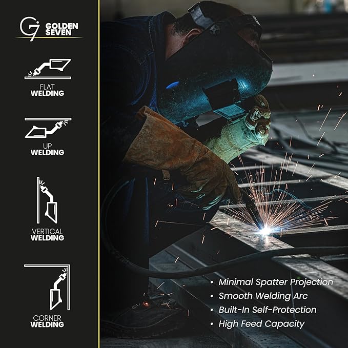 Solid MIG Welding Wire - ER70S-6 .030 Inch - 33 Pound Spool - Mild Steel MIG Wire with Low Splatter and High Levels of Deoxidizers - For All Position Gas Welding - G7 GOLDEN SEVEN