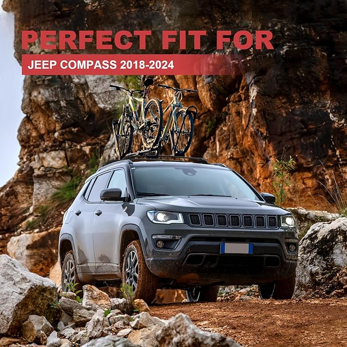 KINGGERI 260lbs Roof Racks Cross Bars Fit for Jeep Compass 2018-2025, Aluminum Heavy Duty Roof Rails Crossbars Rooftop Cargo Basket Carrier Bag Luggage Rails Kayak Canoe Snowboard Skiboard Bike