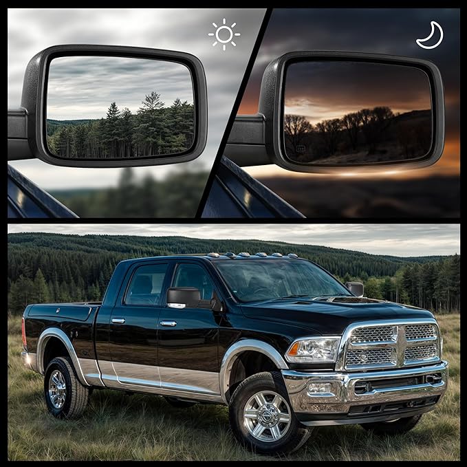 DWVO Right Passenger Side Mirror fit 09-16 Dodge Ram 1500, 10-16 Ram 2500 3500 4500 5500, Door Mirror with Power Adjustable Heated Led Turn Signal Puddle Light