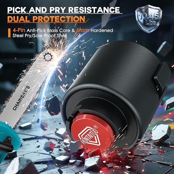 2-5/16" Heavy Duty Trailer Lock - Ball Coupler and Safety Chains Anti-Theft, Solid Steel Trailer Tongue Lock for RV, Boat, Camper, Cargo Trailers