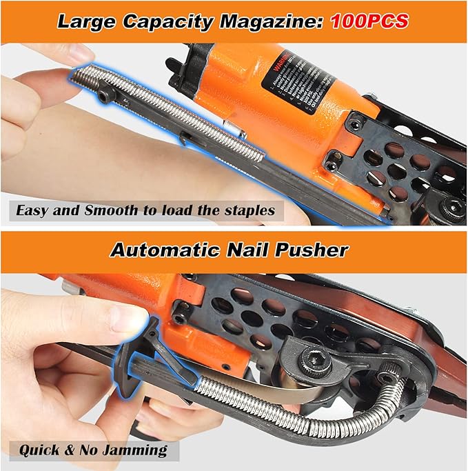K-SC760 16 Gauge 1/2-Inch Hog Ring Gun, 3.0-4.8mm Closure Diameter Pneumatic Hog Ring Tool, Automatic Hog Ring Plier, Hog Ring Tool for Fencing, Cages (K-SC760 C Ring Gun)