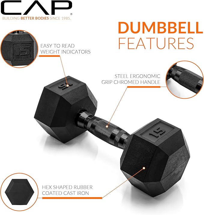 CAP Barbell Coated Dumbbell Weight | Multiple Options Pairs & Sets