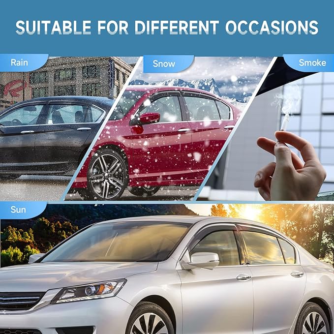 ACLONG Smoke Rain Guards Fit for Honda Accord 2013-2017 Tape-On Side Shatterproof Window Visor, Window Deflectors, 4-Piece Set