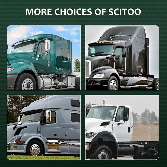 SCITOO Truck Hood Mirror Tow Mirror Grey Door Mounted Mirror fit for 2005-2017 For Freightliner Century Columbia with PC LH Tuck Car Mirror Power Heated