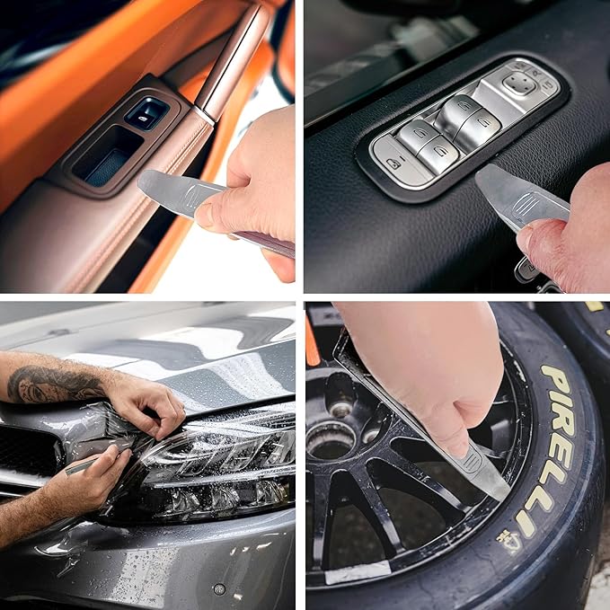 HZMM 4140 Pry Tool, Mini Pry Bar Trim Removal Tool, Automotive Panel Removal Tool Kit for Interior Door & Car Trim, Pocket Pry Bar for Auto Trim, Metal Pry Tool for Door Panel & Window Screen Removal