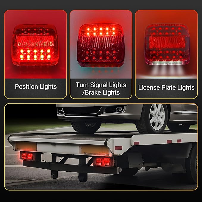 Wireless Trailer Lights Magnetic, Rechargeable LED Tow Trailer Lights Kit IP65 Waterproof for Truck Boat Camper RV