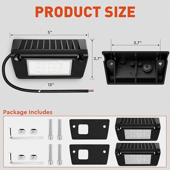 Aluminum RV LED Exterior Porch Light IP67 Waterproof - Dual Color Switchable White & Yellow 10-30V DC Low Current 5" Lighting Fixture 45W 2000LM for RV, Trailer, Camper-2 Pack