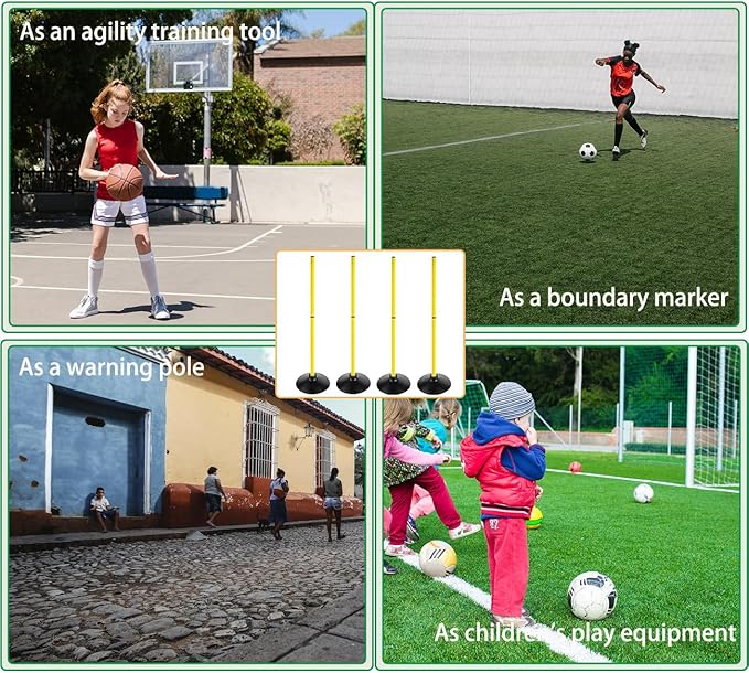Soccer Agility Poles Set Detachable Sports Trainning Speed Pole Slalom Poles with Rubber Base Sport Traning Equipment