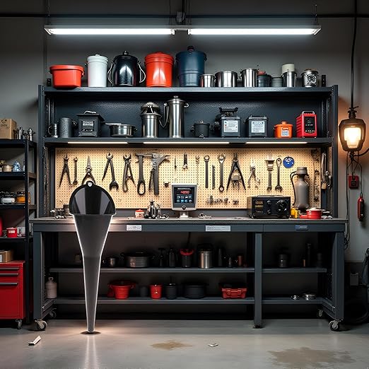 Black Multi-Function Auto Engine Oil Petrol Change Funnel Long Stem Plastic Funnel for Car Motorcycle ATV Boat Multi-Function Circular and, Funnels, Oil System Tools, Large:28cm (11.02in)