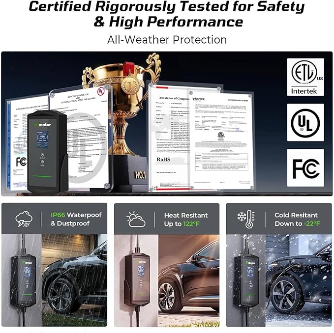 Tesla Charger 40Amp 9.6KW, Portable Level 2 EV Charger Adjustable Current with 2.4" LCD 25FT Cable, 110V-240V, NEMA 14-50 & 5-15 Plug, Compatible with Tesla Models 3/Y/S/X and J1772 Electric Cars