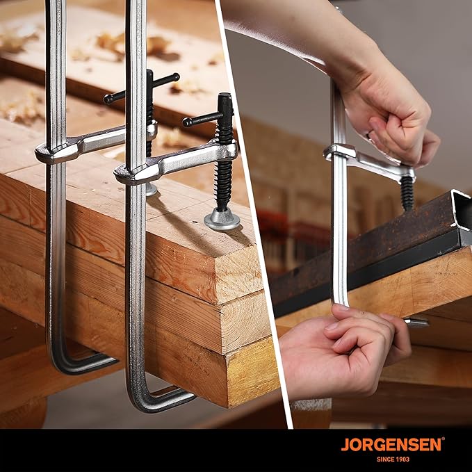 Jorgensen Bar Clamps, 12-Inch Light-duty Drop Forged Steel Bar Clamps for Woodworking and Welding, 2 Pack