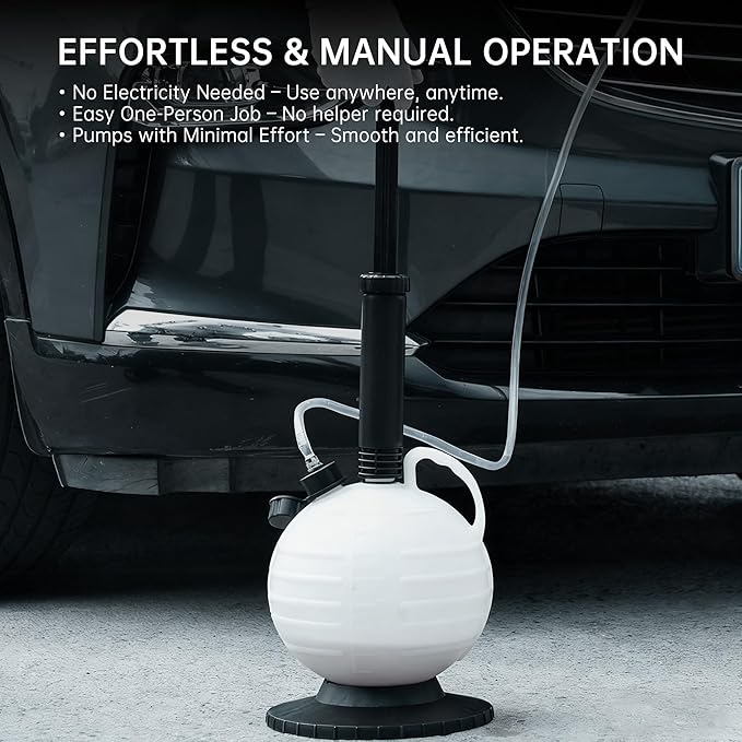 6L Manual Vacuum Oil Extractor Pump, Fluid Extractor Pump with 1 Hose and 3 Long Hard Tubes for Automotive, Marine, and Multi-Purpose Fluid Changes