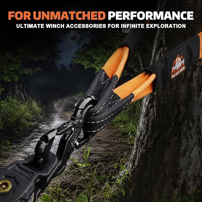 AUTOBOTS Tree Saver Strap 3" x 8' with S-Shaped Tow Hook，Heavy Duty Tow Strap 35300LBS Break Strength - Emergency Recovery Strap Winch Extension