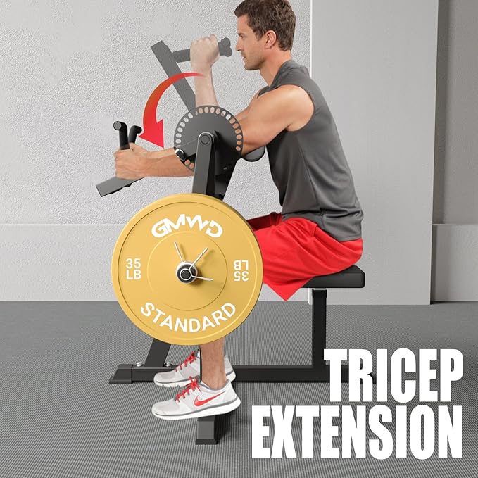GMWD Bicep Tricep Curl Machine, 250LBS Plate Loaded Bicep Curls and Tricep Extension Machine, 2 in 1 Exercise Equipment for Home Gym Workout Station