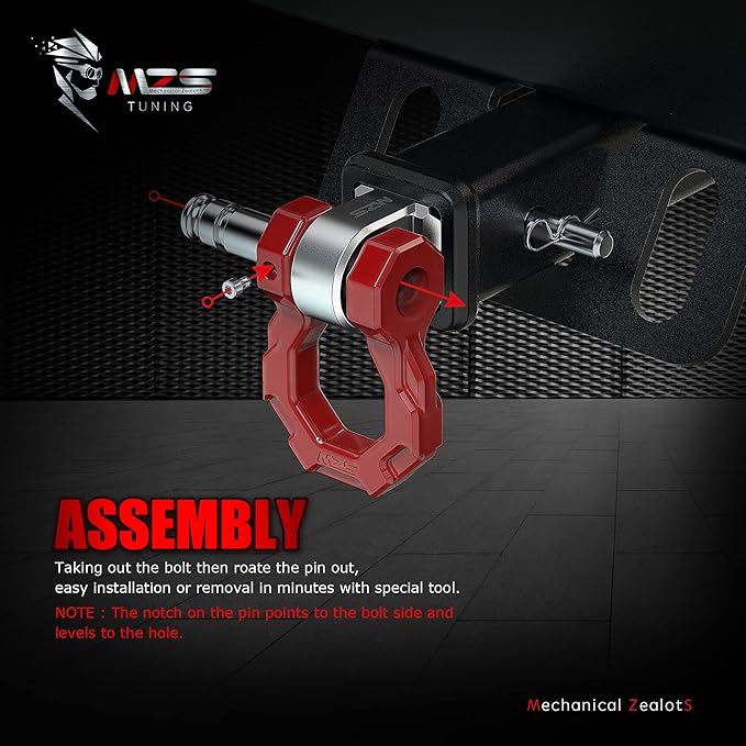 MZS 3/4" D Ring Shackles, 80,000 lbs (40T) Break Strength Shackles with 7/8" Pin Use with Tow Strap Winch Accessories for Off-Road Truck ATV UTV SUV Recovery Towing Red (Pack of 2)