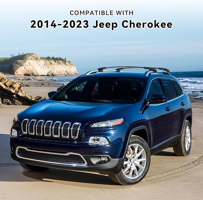 300Lbs Lockable Roof Rack Crossbars Compatible with Jeep Cherokee 2014-2023, Heavy Duty Aluminum Cross Bar Fit Luggage Luggage Kayaks Bicycles Snowboard