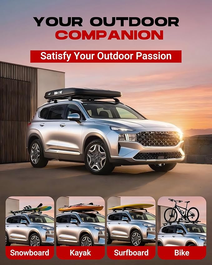 Nextgen Roof Rack Cross Bars for 2019 2020 2021 2022 2023 Santa Fe Anti-Theft Aluminum Lockable Cargo Bar Crossbars Surfboards Kayaks Canoe Luggage with Side Rails