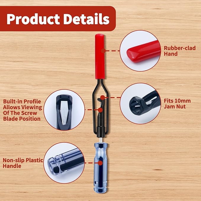10mm Valve Adjustment Tool Jam Nut, Slotted Valve Grinding & Lapping Tool, Valve Adjusting Stud, Jam Nuts with Window Cut Out for Positioning, for Honda Toyota and Other Japanese Auto Vehicle Engine