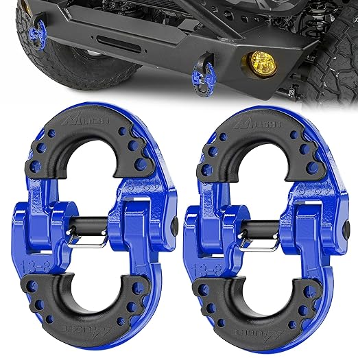 Nilight Safety Chain Connector Link, 1/2In Tow Hitch Hammerlock Coupling Link, 2 Pack Forged Steel Tow Chain Connector for Chain Link/Recovery Rope Link/Shackle, 12000 lbs Load Limit, Blue