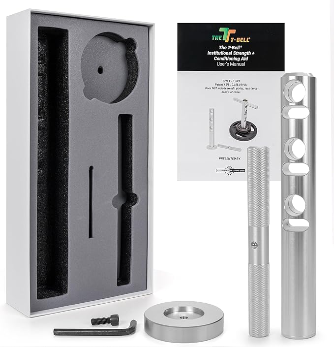 T-Bell – Adjustable, Functional Fitness Accessory for Body Shaping, Core Leg, Back and Buttocks Strength. Rustproof, Durable Rotating T-Bar Design, 225 lb. Capacity. 15.25” H x 10” W x 2” Diameter