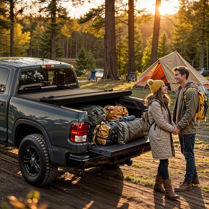 AUTOSAVER88 Low-Profile Hard Tri Fold Truck Bed Tonneau Cover Fit for Ram 1500 New Body Style 2019-2026 with 5.7ft Bed Without Rambox