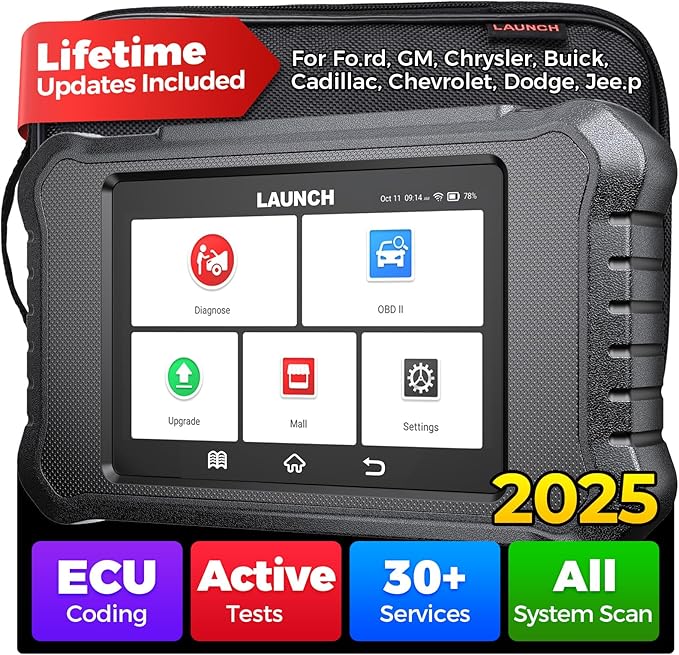 Launch X431 Creader Elite 2.0 FGC OBD2 Scanner, Bi-Directional Scan Tool for Ford/GM/Chrysler Series, ECU Coding, Lifetime FR-EE Update, All System Diagnostic, 100+ Services, Full OBD2 Code Reader
