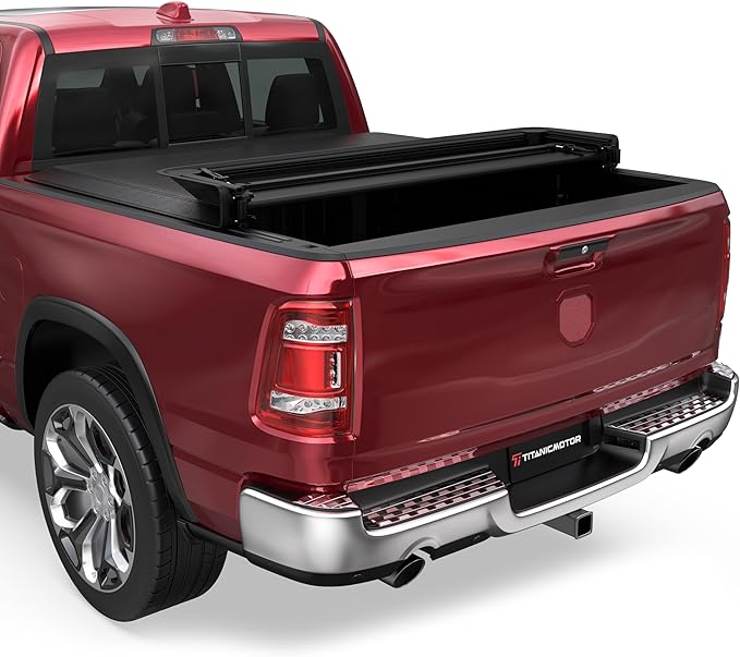 Soft Quad Truck Bed Tonneau Cover Compatible for 2002-2024 2025 Dodge Ram 1500 Fleetside Without Ram Box 4-Fold 6.4FT 76Inch