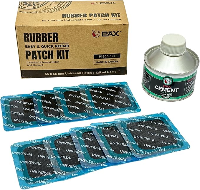PAX 30Pcs 55x55mm Heavy Duty Square Universal Tube and Tire Patch Kit with 1Pc 250ml Green Cement Glue for Bike, Motorcycle, Car, Truck, Radial and Bias Tire Repair, Automobile, Inflatable Rubber