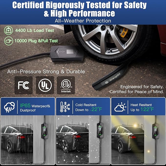 Tesla Portable Charger Level 2-40 Amp Home/Outdoor EV Charger with Smart App, Delay Timer, 25Ft Cable, NEMA 14-50 Plug, FCC/UL/ETL Certified, Compatible with Model 3/Y/X/S/Cybertruck(NACS)