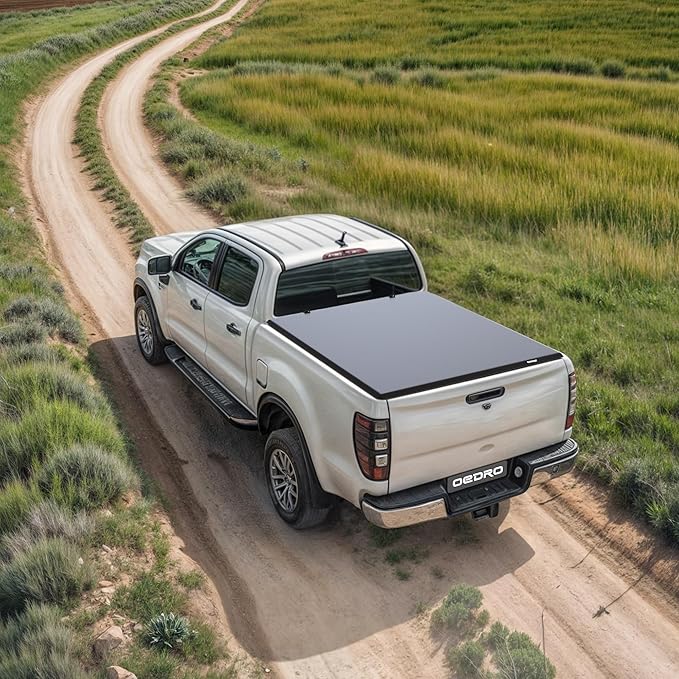 oEdRo Soft Quad Fold Truck Bed Tonneau Cover Compatible with 2009-2025 Dodge Ram 1500 (Inclu. Classic & New), Fleetside 5.6 Ft Bed w/o Ram Box