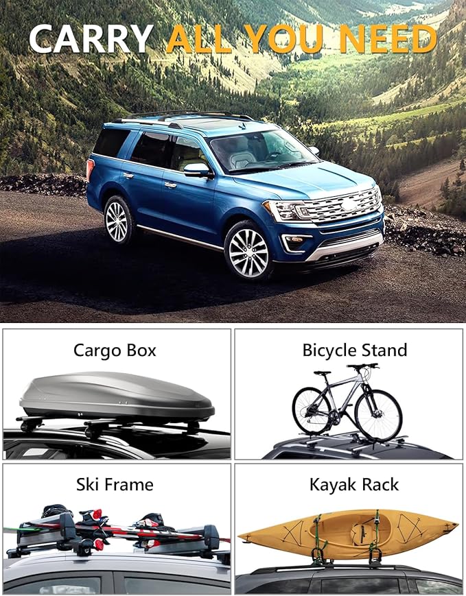 Tuyoung 220lbs Roof Racks Cross Bars Compatible with Ford Expedition/Max 2018-2026 & Lincoln Navigator 2018-2024, Heavy Duty Aluminum Crossbar Roof Rail Cargo Carrier Rooftop Car Accessories