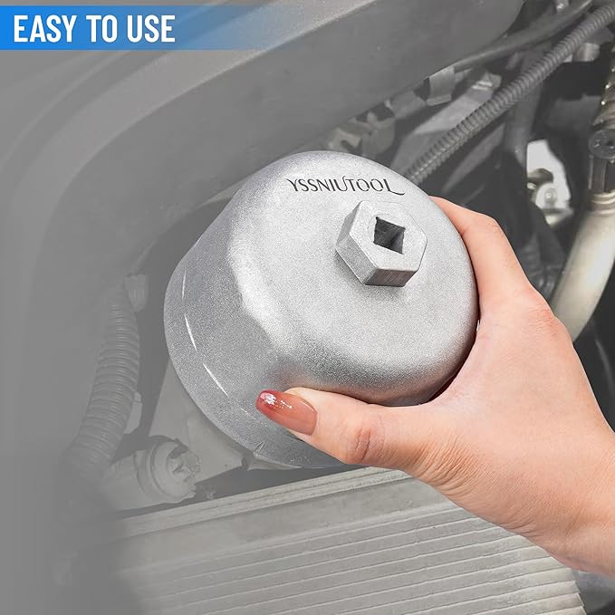 86.6mm 16 Flutes Oil Filter Wrench for Volvo and BMW With 86mm 16 Flutes Cartridge Style Oil Filter Housing Caps, Oil Filter Removal Tool For Changing Oil (silver)