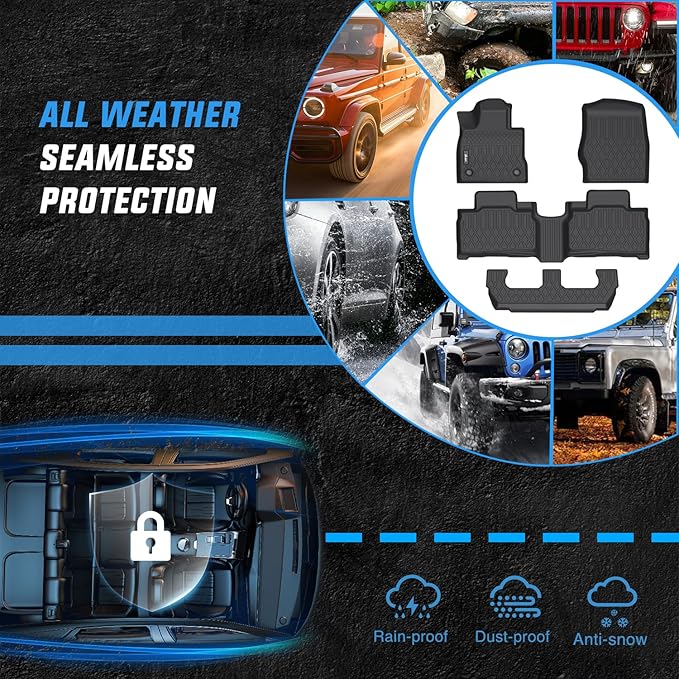 Nilight TPE Floor Mats for Ford Explorer 7 Seats 2020 2021 2022 2023 2024 2025,All Weather Custom Fit Heavy Duty Floor Liners