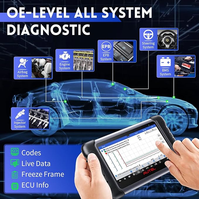 Autel MaxiCOM MK808Z Diagnostic Scan Tool - Android 11 Based Bi-Directional Control, Upgraded Ver. of MK808/MX808, All System Diagnosis, FCA Auto Auth, Oil Reset(Original)