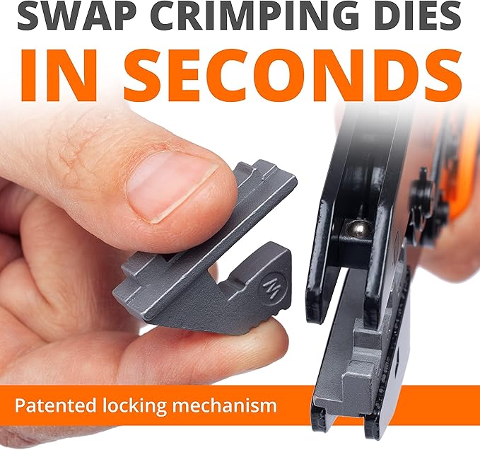 Wirefy Wire Crimping Tool Kit | Crimpers & 4 Slide in Dies | Ratcheting Wire Crimper Tool | Terminal Crimp Pliers | for Heat Shrink, Nylon, Non-Insulated, Insulated Connectors, Ferrule Terminals