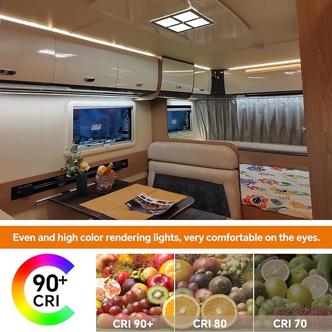 RV 12V LED Ceiling Dome Light with Switch, Square 8-1/2" Fixture, Dimmable 1080LM Lights with Acrylic Shade for RV Trailer Camper Boat Interior Lighting, Surface Mount (5000K Cool White)