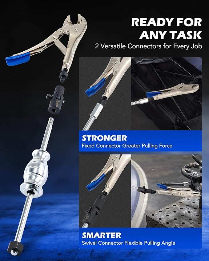 Orion Motor Tech Vise Grip Slide Hammer, 9.8 in Locking Pliers 2 lb Slide Hammer with Quick Release Swivel Connector, Locking Pliers Slide Hammer Set for Nail Bolt Pin Seal CV Axle Removal