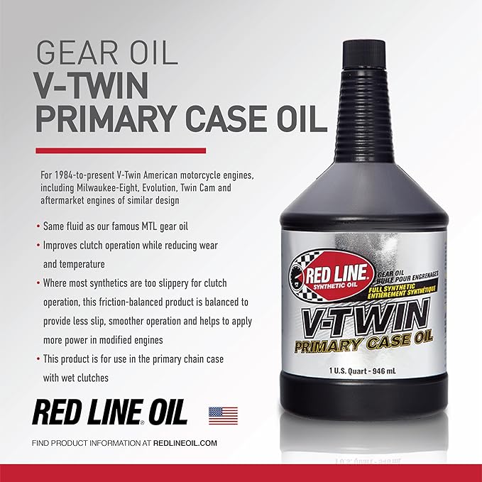 Red Line 42904 V-Twin Primary Case Oil, For use with UTVs, ATVs and Sportbikes - 1 Quart (12 Pack)