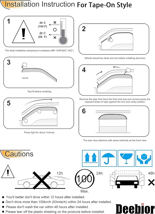 Original 4pcs Wind Deflectors, Outside Mount Rain Guards,Window Visors fit on 92-00 Chevy/GMC C/K 1500/2500/3500 Crew Cab Pickup 92-99 Suburban 95-99 Tahoe/Yukon 99-00 Escalade 94095