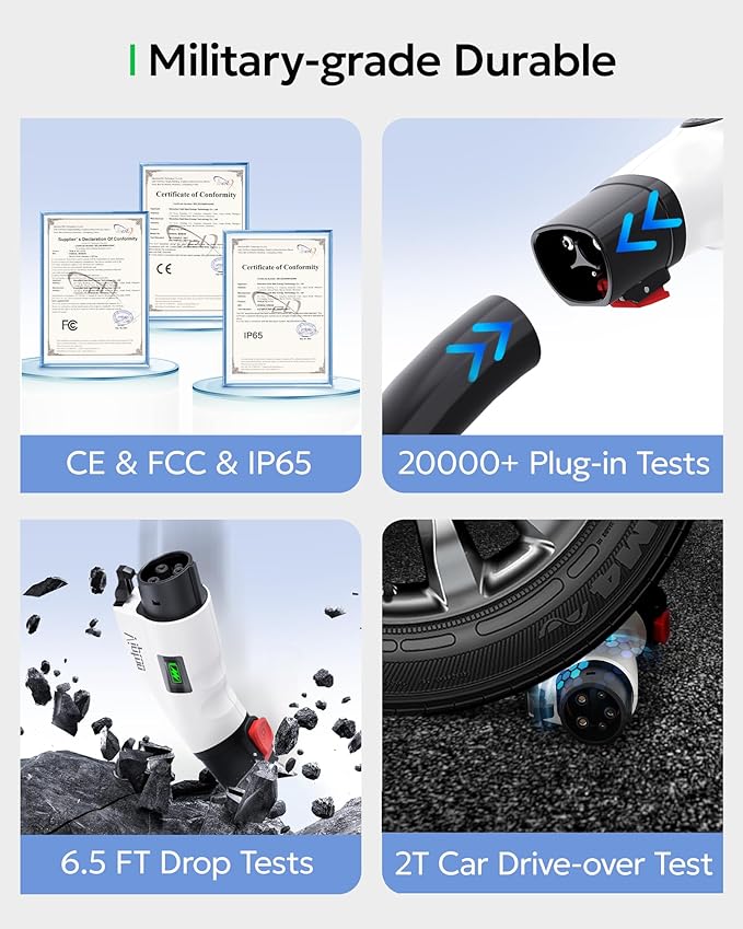 Adapter for Tesla to J1772 Adapter, Compact with Light Indicator, Compatible with Tesla Wall/Mobile/Destination Chargers, Converts Tesla to J1772 for Non-Tesla EVs (for J1772 EVs Only)