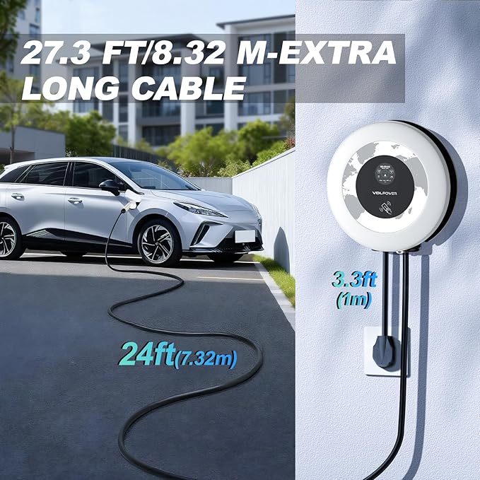 Level 2 EV Charger, 11.5KW /50A Fast Wall Home Charging Station, 27.3ft Charging Cable with Smart App (WiFi), 240V EV Charger with NEMA 14-50, EVSE J1172 Connector for Electric Car EC51W